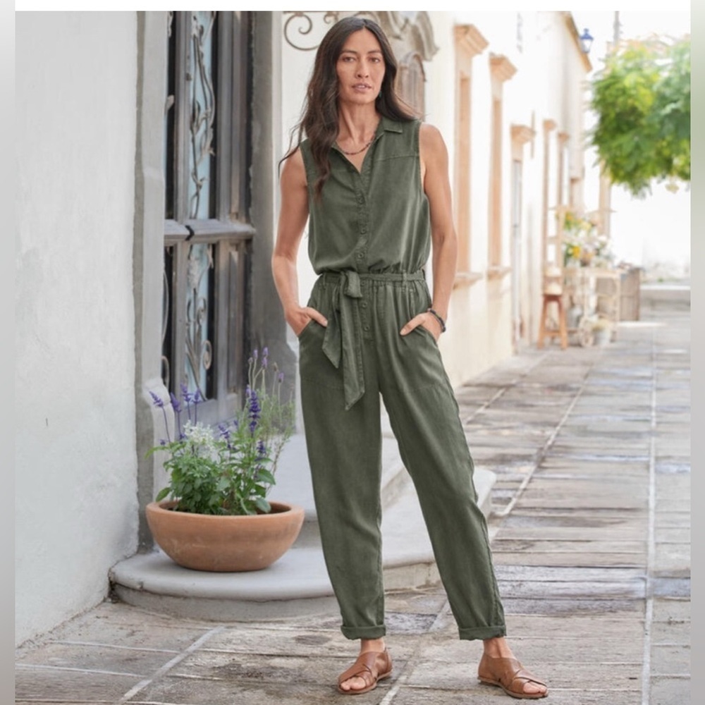 Sundance Cloth & Stone Odette Jumpsuit Green Size L